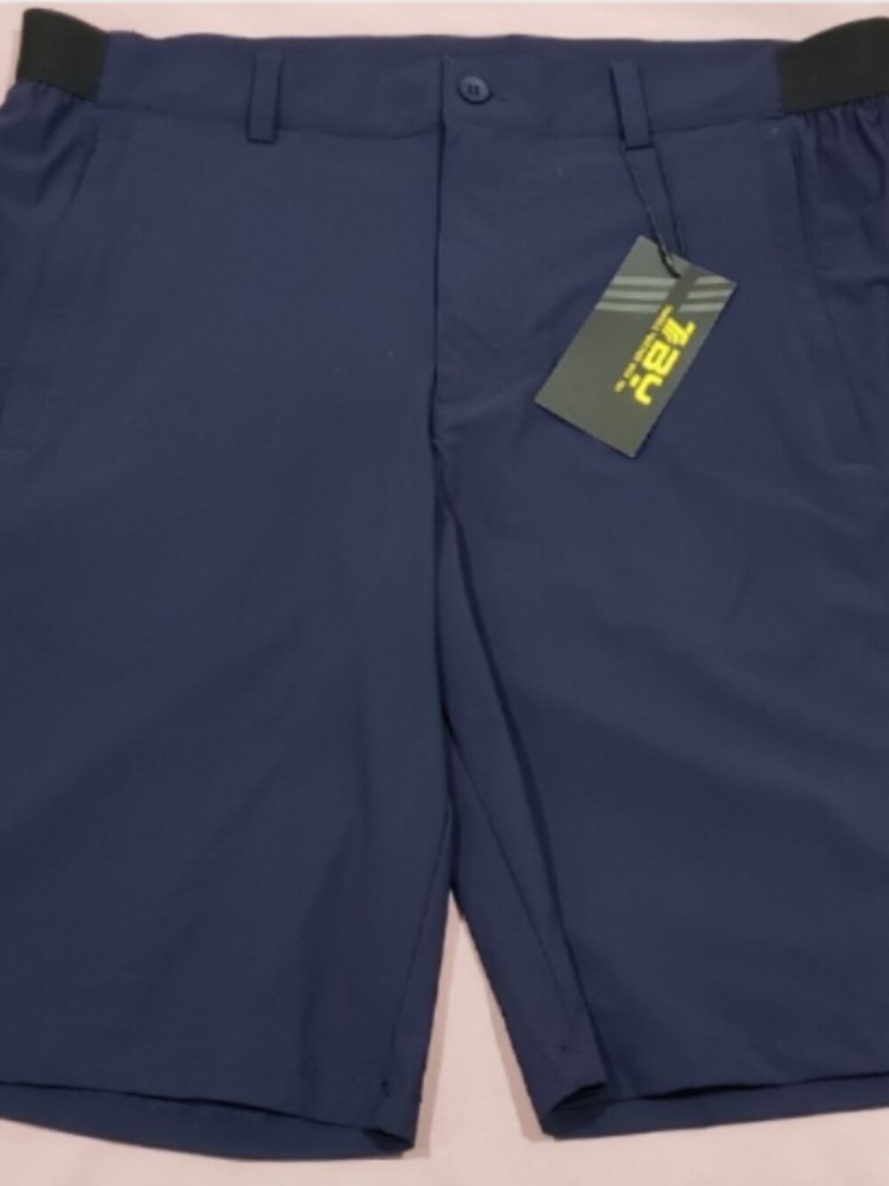 Outdoorsports Men Athletic 9" Shorts Elastic Sides Waistband Reflective Navy 36"